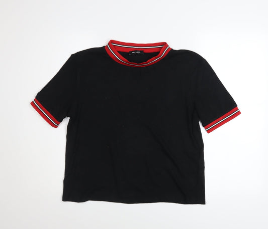 New Look Women's Black Ringer T-Shirt Size 18 Short Sleeve