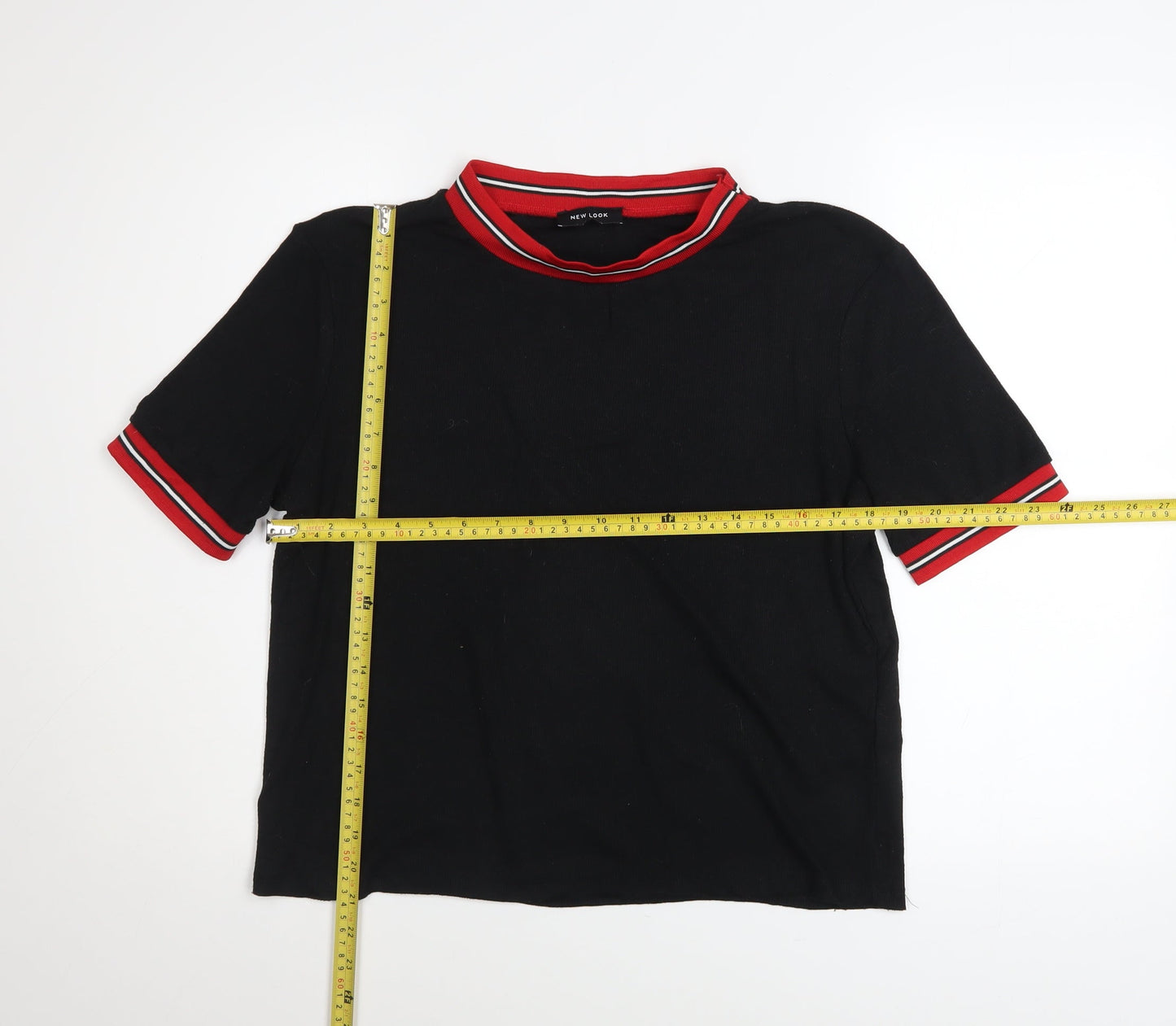 New Look Women's Black Ringer T-Shirt Size 18 Short Sleeve