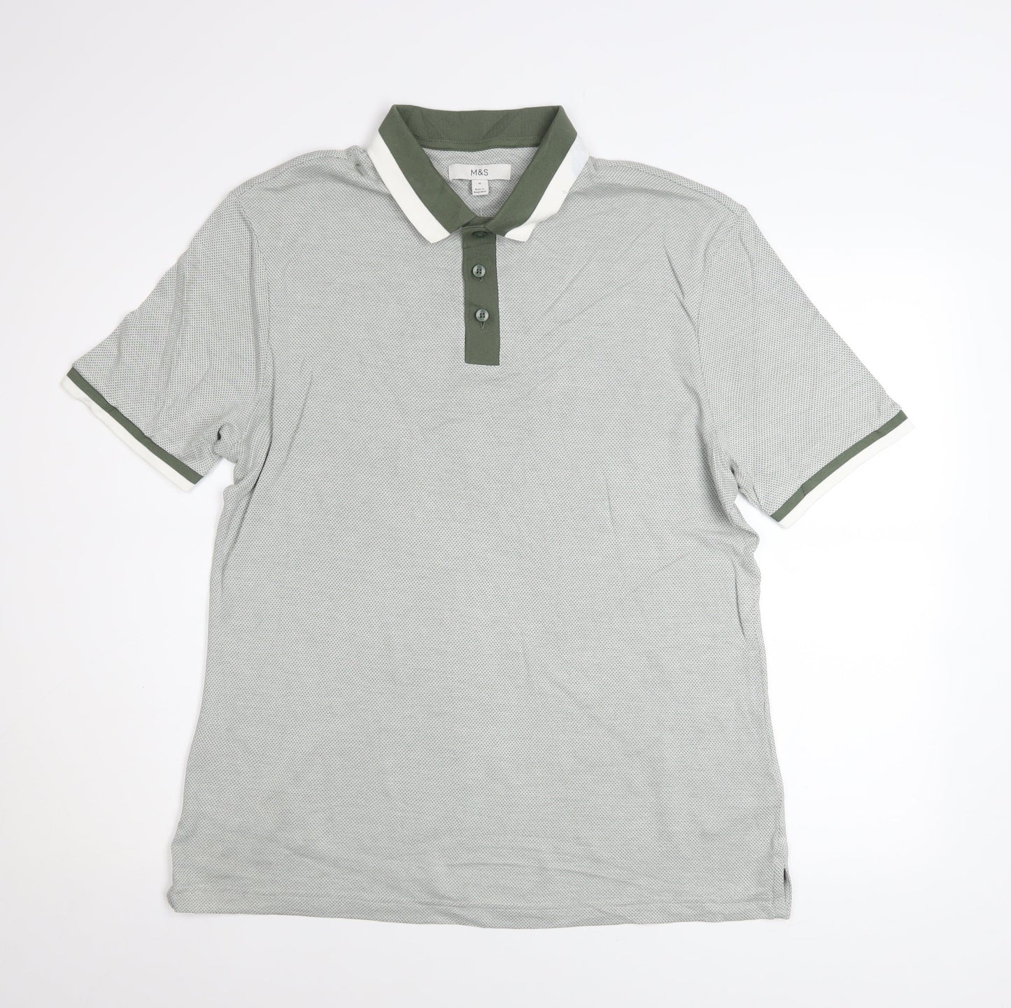 Marks and Spencer Men's Grey Regular Fit Modal Polo Shirt Size M