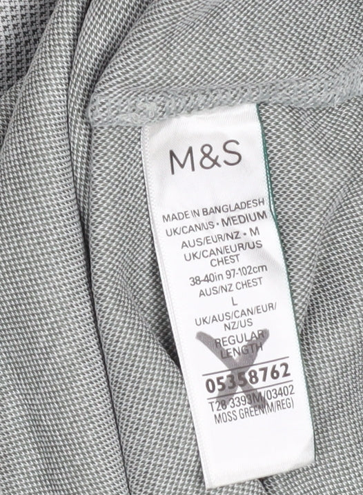 Marks and Spencer Men's Grey Regular Fit Modal Polo Shirt Size M