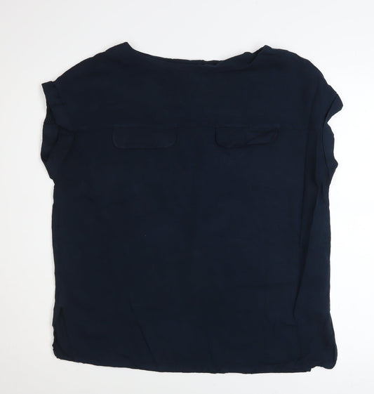 Next Women's Blue Short Sleeve Viscose Blouse Size 14