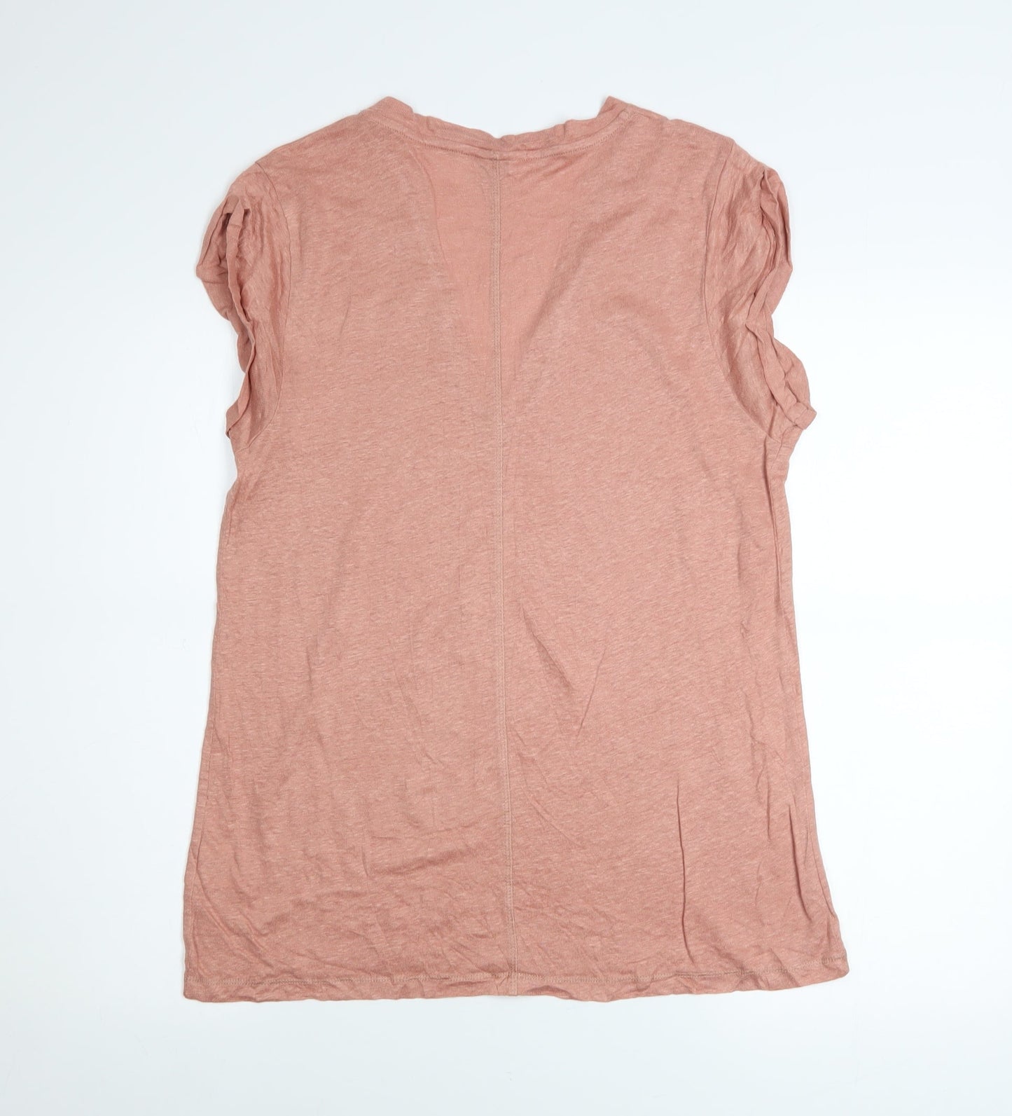Jigsaw Women Pink Linen V-Neck Sleeveless T-Shirt Size L