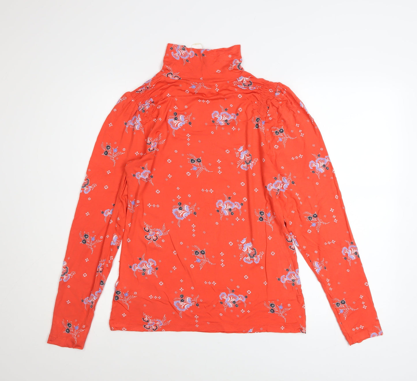 Marks and Spencer Womens Red Floral High Neck Long Sleeve Tunic Blouse Size 12