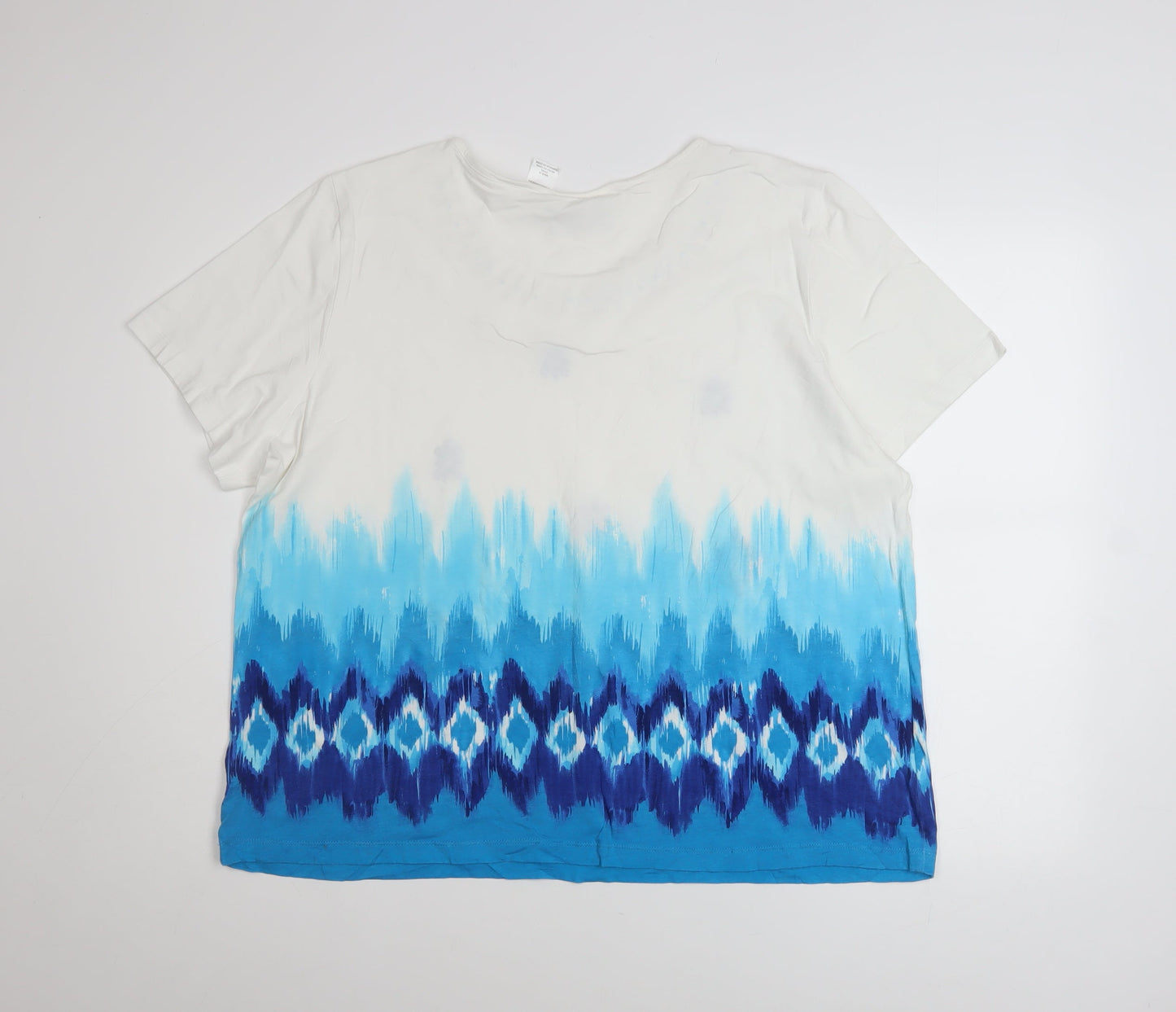 Alfred Dunner Women's Blue Embellished T-Shirt XL Short Sleeve Cotton