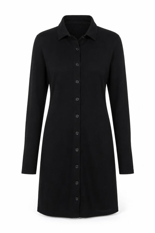Motel Rocks Women Black XS Collared Long Sleeve Shirt Dress