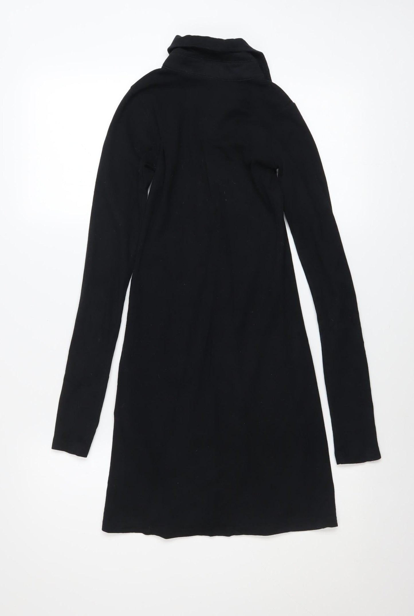 Motel Women Black XS Collared Long Sleeve Shirt Dress