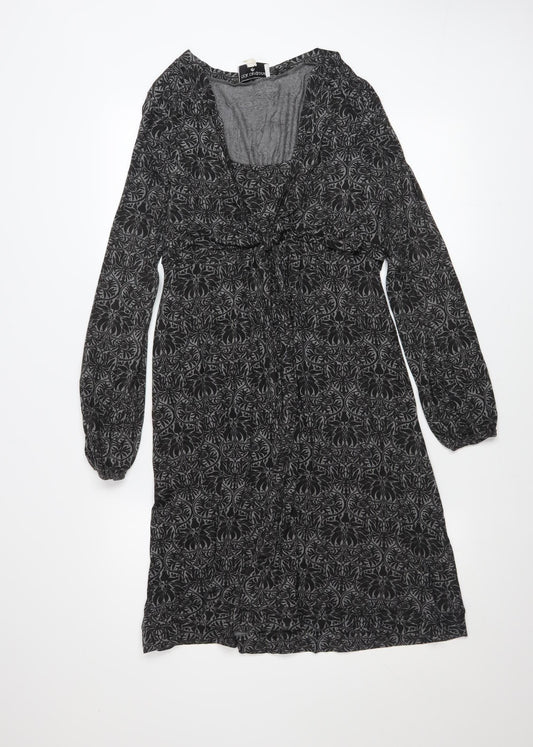 Rick Cardona Women’s Black Floral A-Line Knee Length Dress Size 12