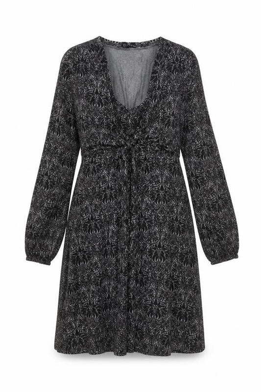 Rick Cardona Women’s Black Floral A-Line Knee Length Dress Size 12