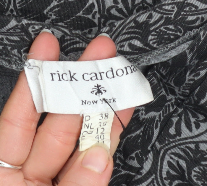 Rick Cardona Women’s Black Floral A-Line Knee Length Dress Size 12