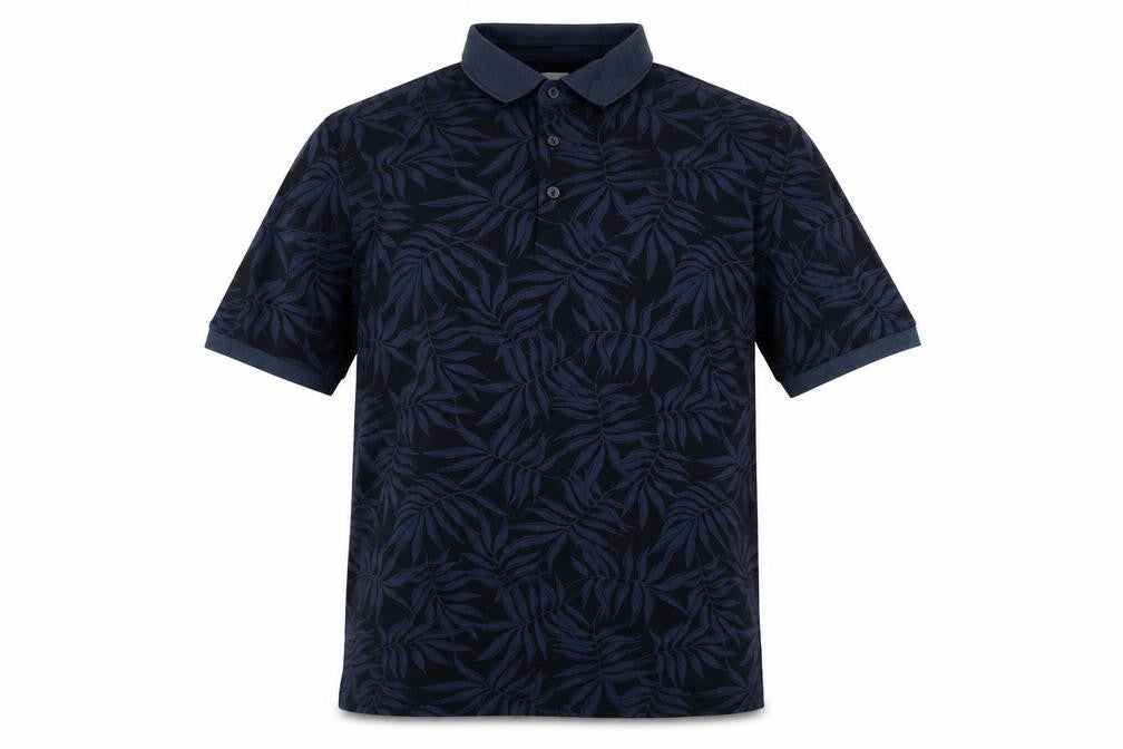 Marks & Spencer Men's Blue Floral Cotton Polo Shirt M Regular Fit