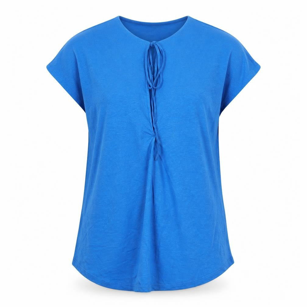 Marks & Spencer Women's Blue Linen Blend Tunic Blouse Size 8