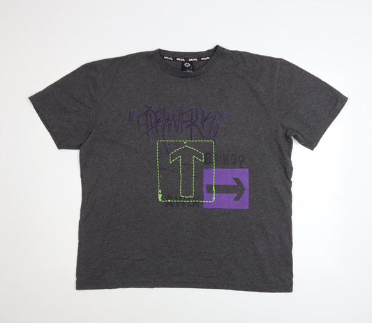 Airwalk Unisex Grey Graphic T-Shirt L Basic Casual Short Sleeve