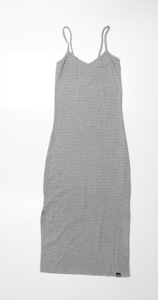 Superdry Women’s Grey Striped Midi Slip Dress XS