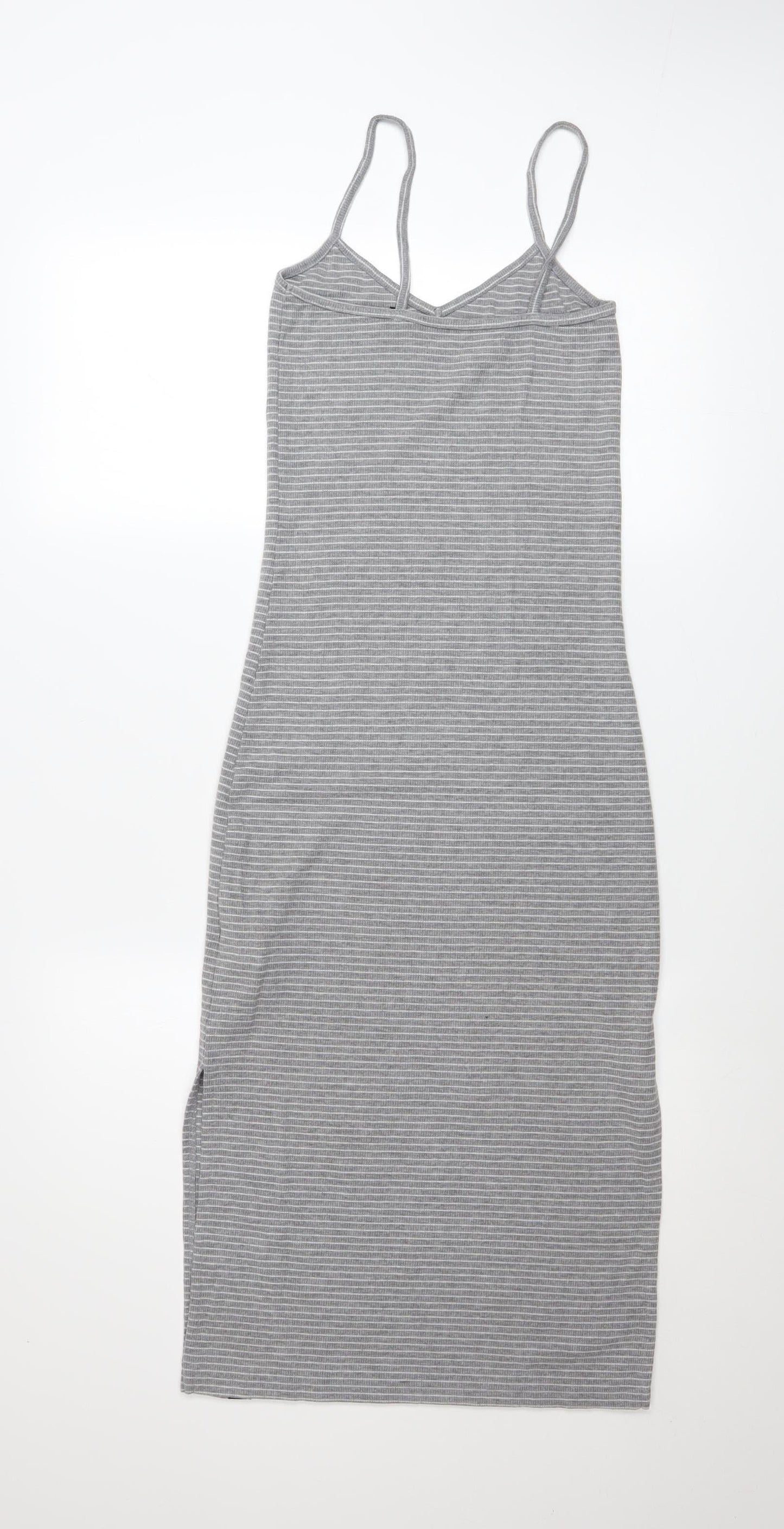 Superdry Women’s Grey Striped Midi Slip Dress XS