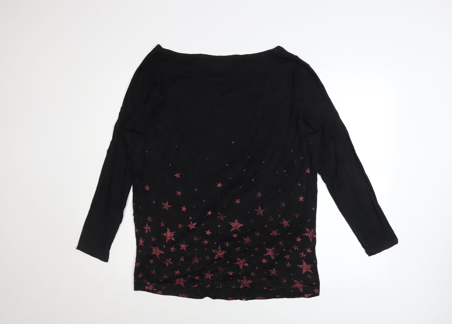 EMP Black Star Print Long Sleeve Womens Top M Viscose Blend