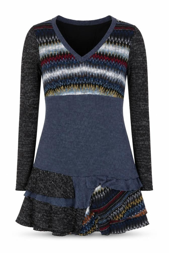 EXQUISS'S Women's Multicoloured Knit Fit & Flare Short Dress Size S