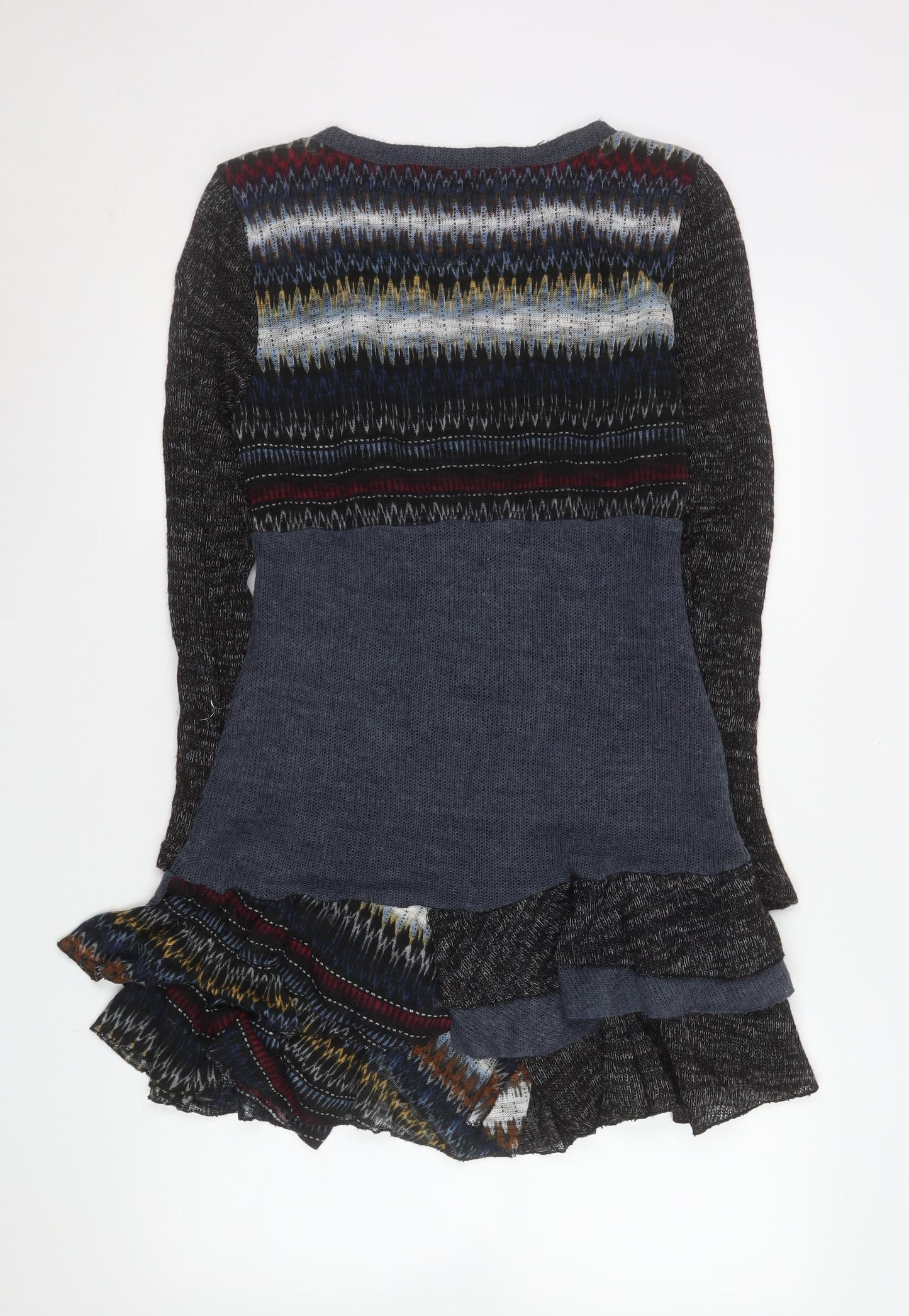 EXQUISS'S Women's Multicoloured Knit Fit & Flare Short Dress Size S