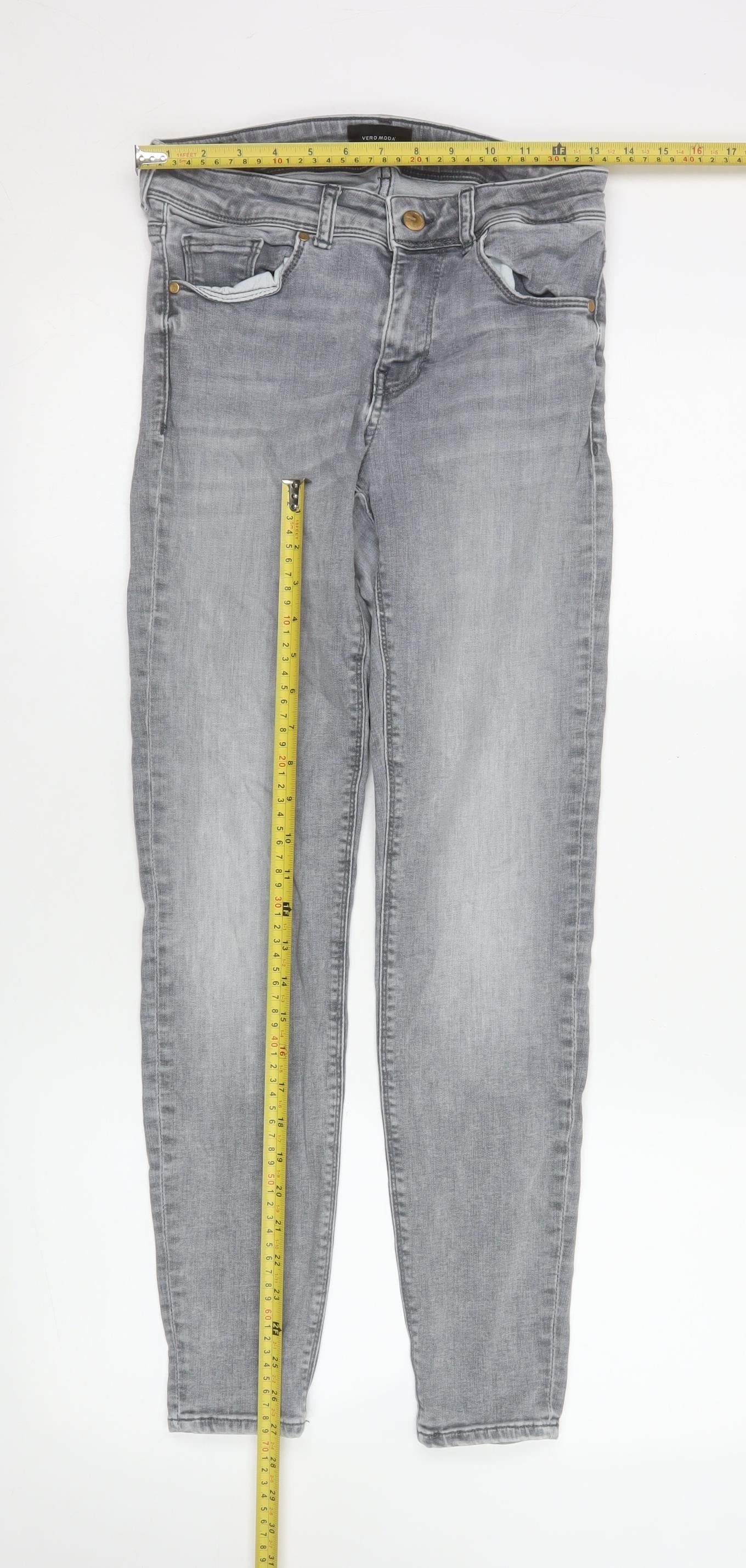 Vero Moda Unisex Grey Skinny Denim Jeans Size S 30in