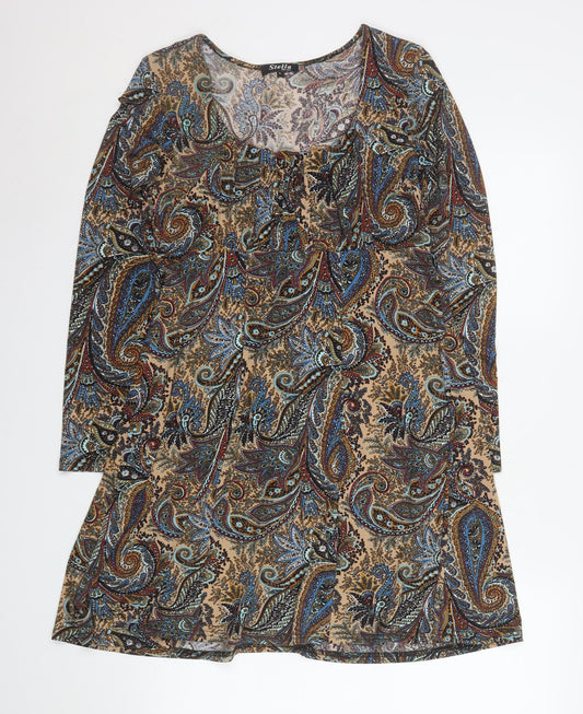 Stella Morgan Womens Multicoloured Paisley A-Line Long Sleeve Dress L