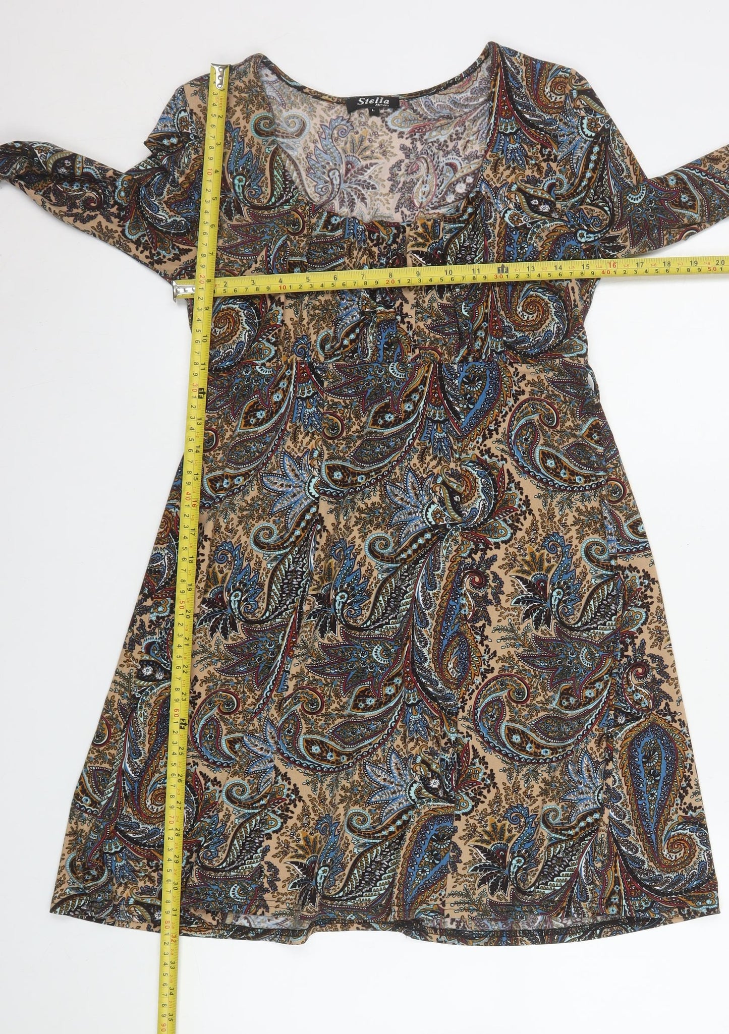 Stella Morgan Womens Multicoloured Paisley A-Line Long Sleeve Dress L