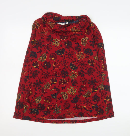 Country Rose Womens Red Floral Cowl Neck Tunic Top Size S