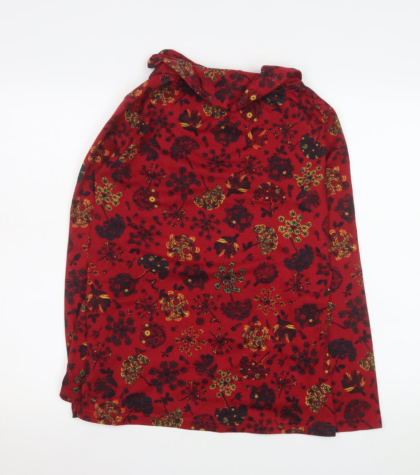Country Rose Womens Red Floral Cowl Neck Tunic Top Size S