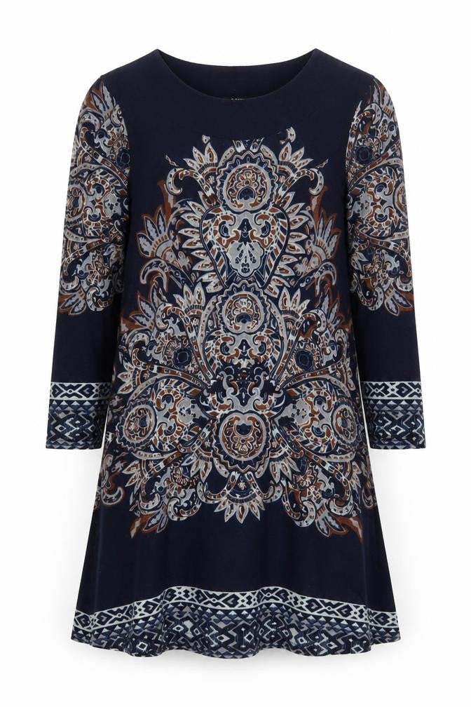Stella Morgan Women Navy Blue Paisley Shift Dress Size 14