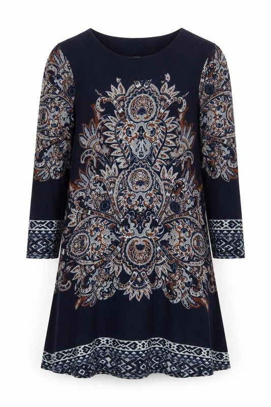 Stella Morgan Women Navy Blue Paisley Shift Dress Size 14