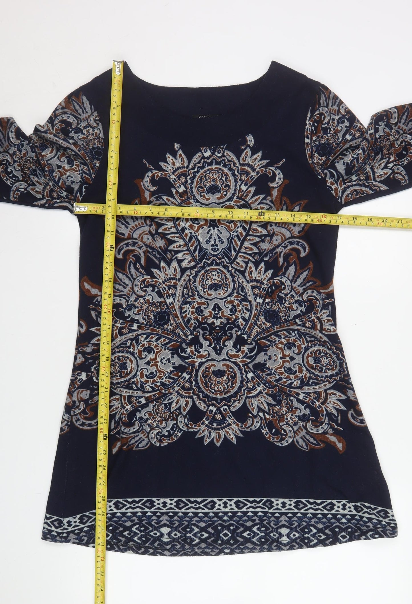 Stella Morgan Women Navy Blue Paisley Shift Dress Size 14