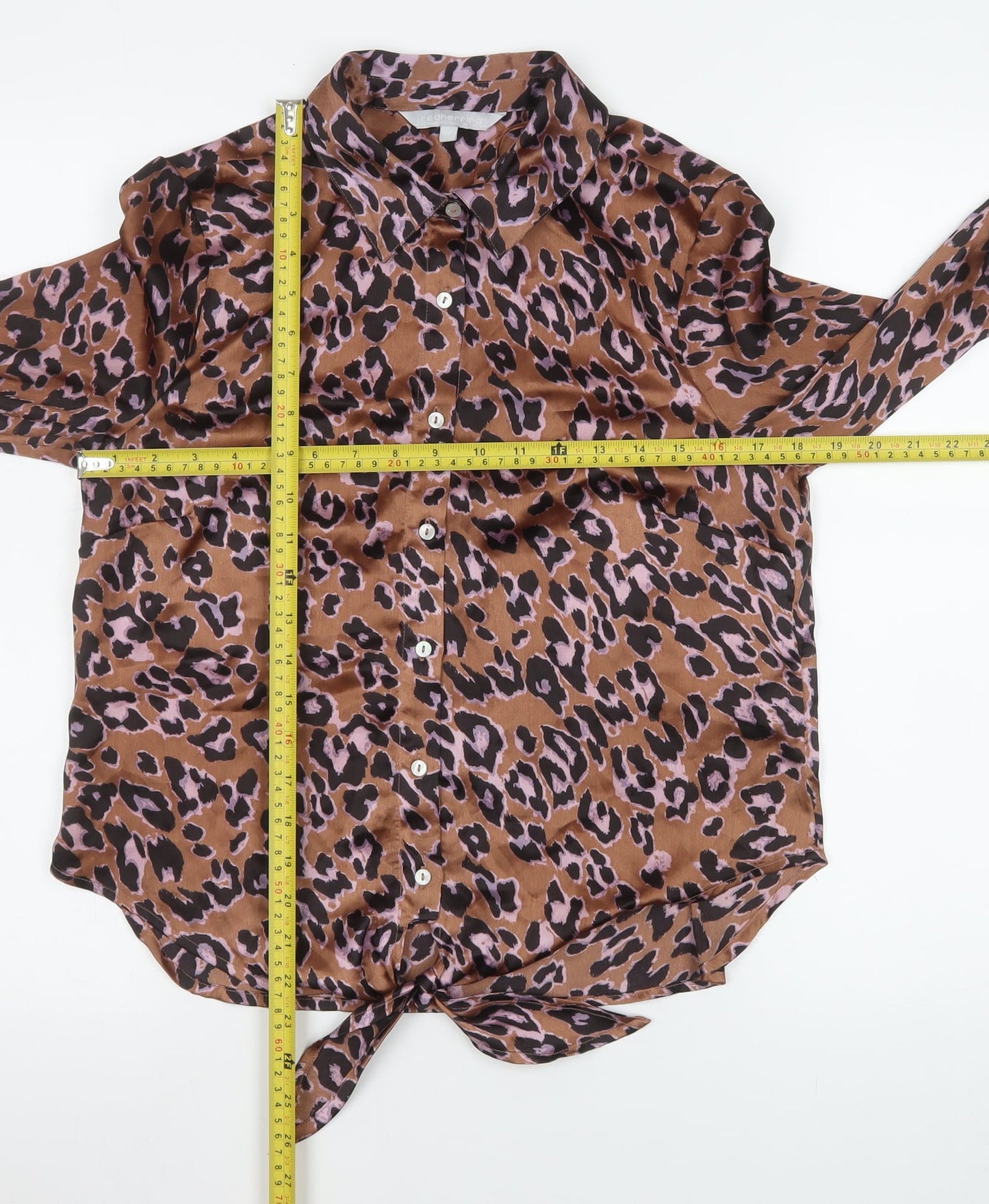 Red Herring Women’s Brown Leopard Print Button-Up Blouse Size 12