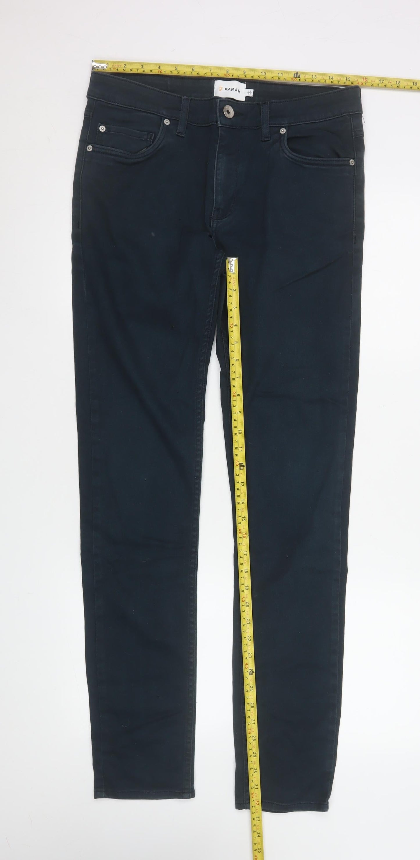 Farah Men's Black Slim Jeans 32W 34L Cotton Denim Stretch