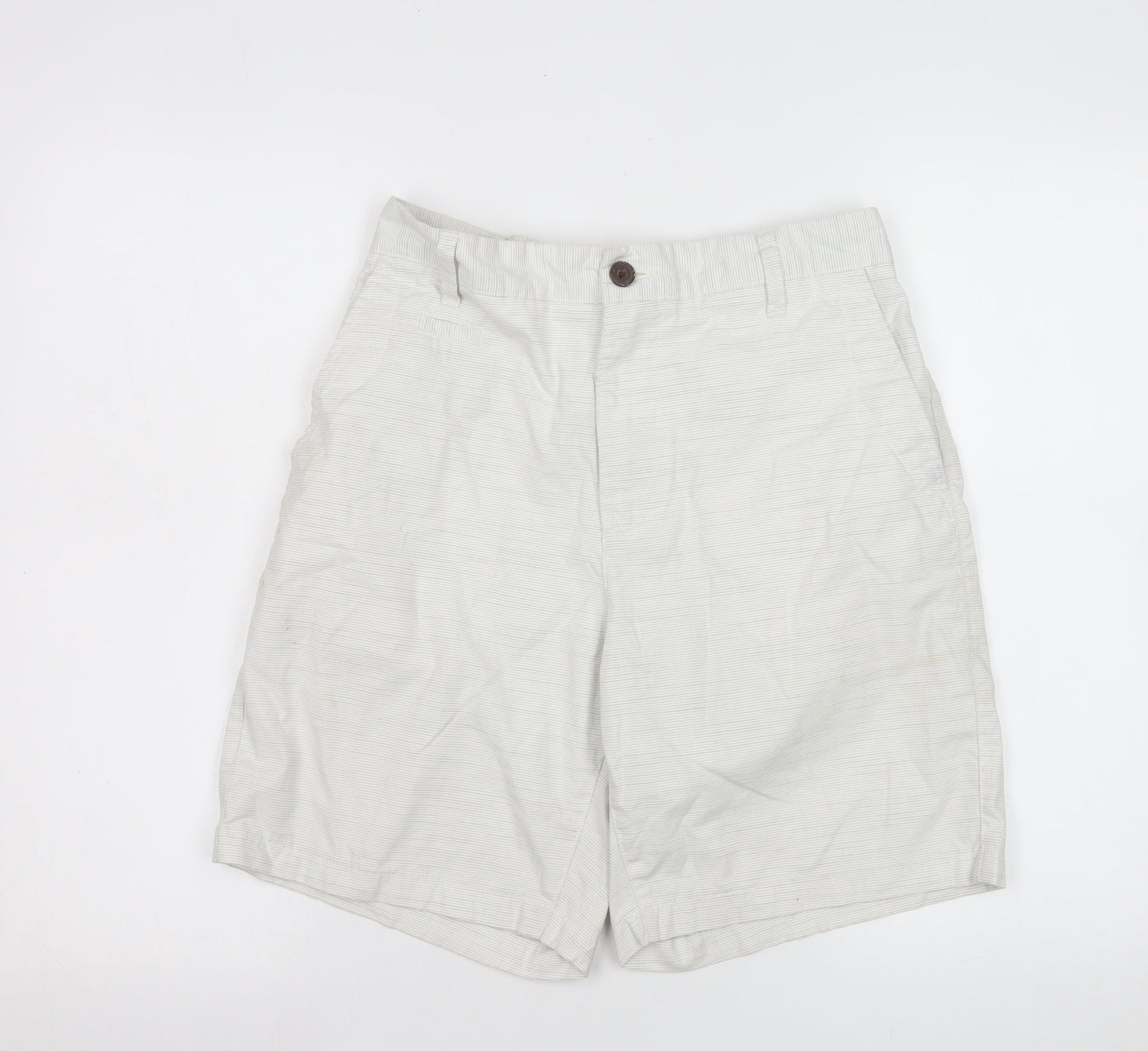 Guidly Men's Beige Chino Shorts Size L Cotton Striped Summer Casual