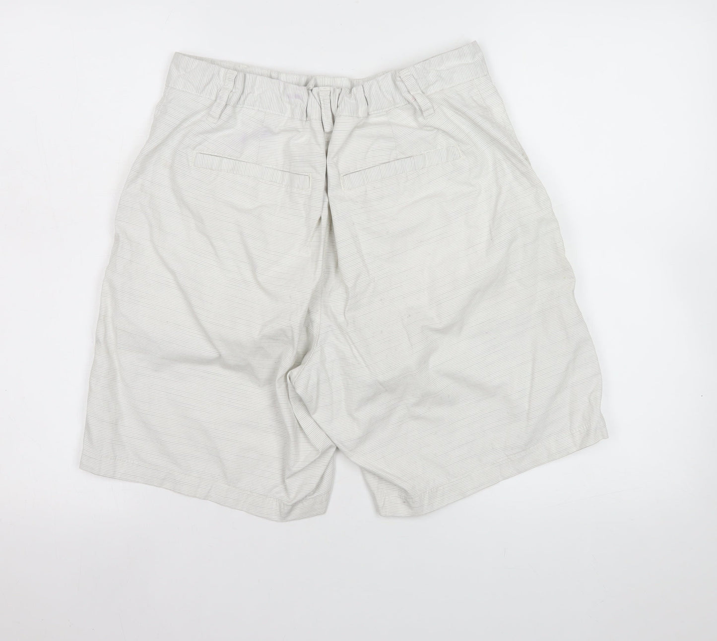 Guidly Men's Beige Chino Shorts Size L Cotton Striped Summer Casual