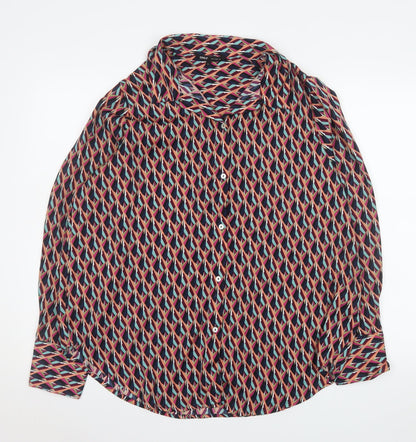 Additional front view of Only Women's Multicoloured Geometric Long Sleeve Button-Up Shirt, size L