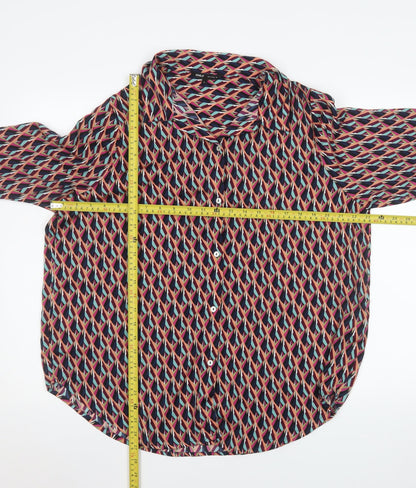 Back view of Only Women's Multicoloured Geometric Long Sleeve Button-Up Shirt, size L