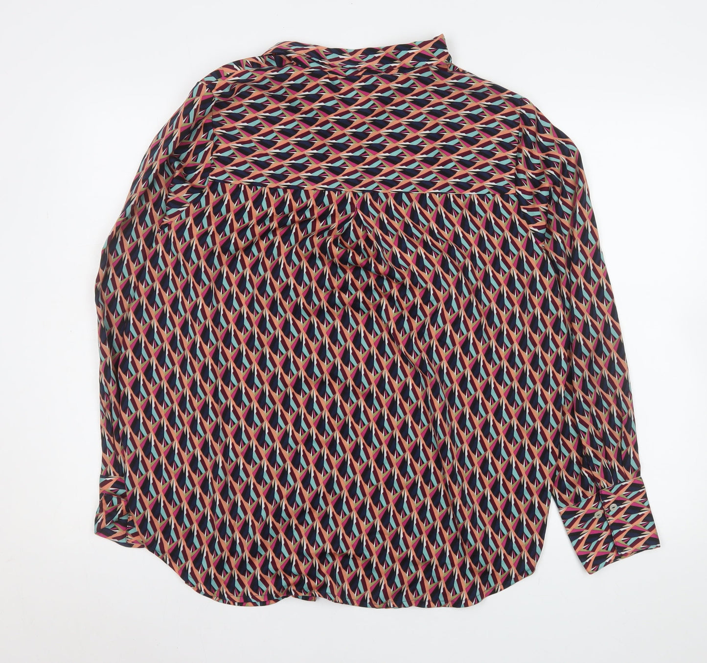 ONLY Women's Multicoloured Geometric Long Sleeve Button-Up Shirt Size L