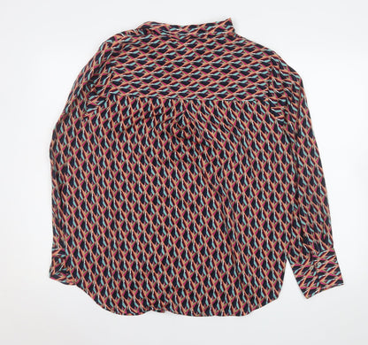 Close-up detail of Only Women's Multicoloured Geometric Long Sleeve Button-Up Shirt, size L