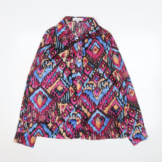 Marc Angelo Women's Multicoloured Size 14 Geometric Button-Up Blouse