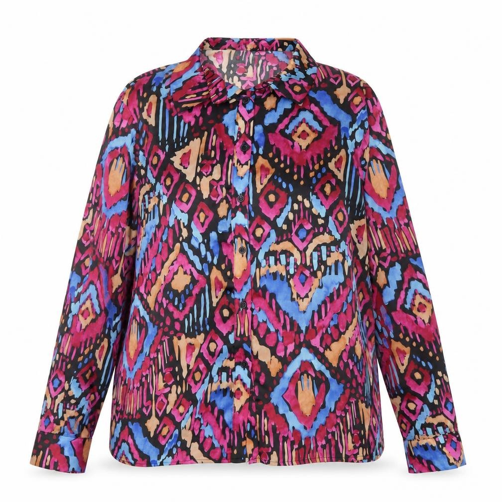 Marc Angelo Women's Multicoloured Size 14 Geometric Button-Up Blouse