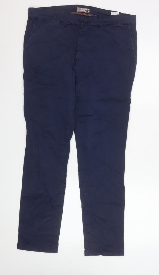 LCDN Men's Blue Chino Trousers 36R Cotton Blend Stretch