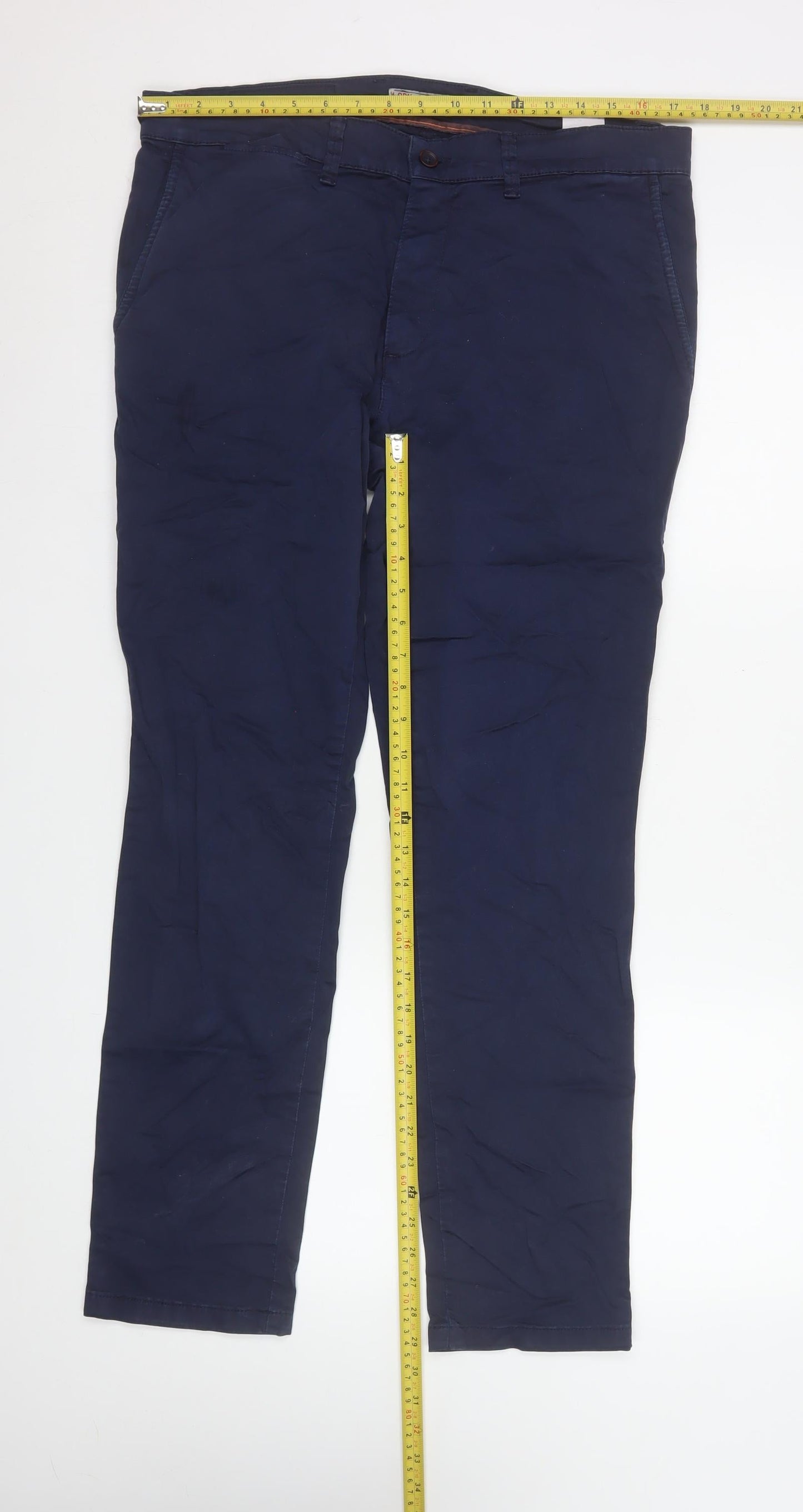 LCDN Men's Blue Chino Trousers 36R Cotton Blend Stretch