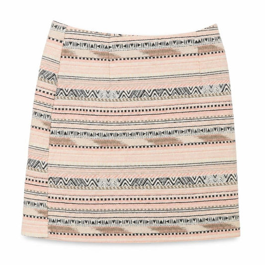 New Look Women’s Beige Geometric Knee Length Cotton Blend Skirt Size 10