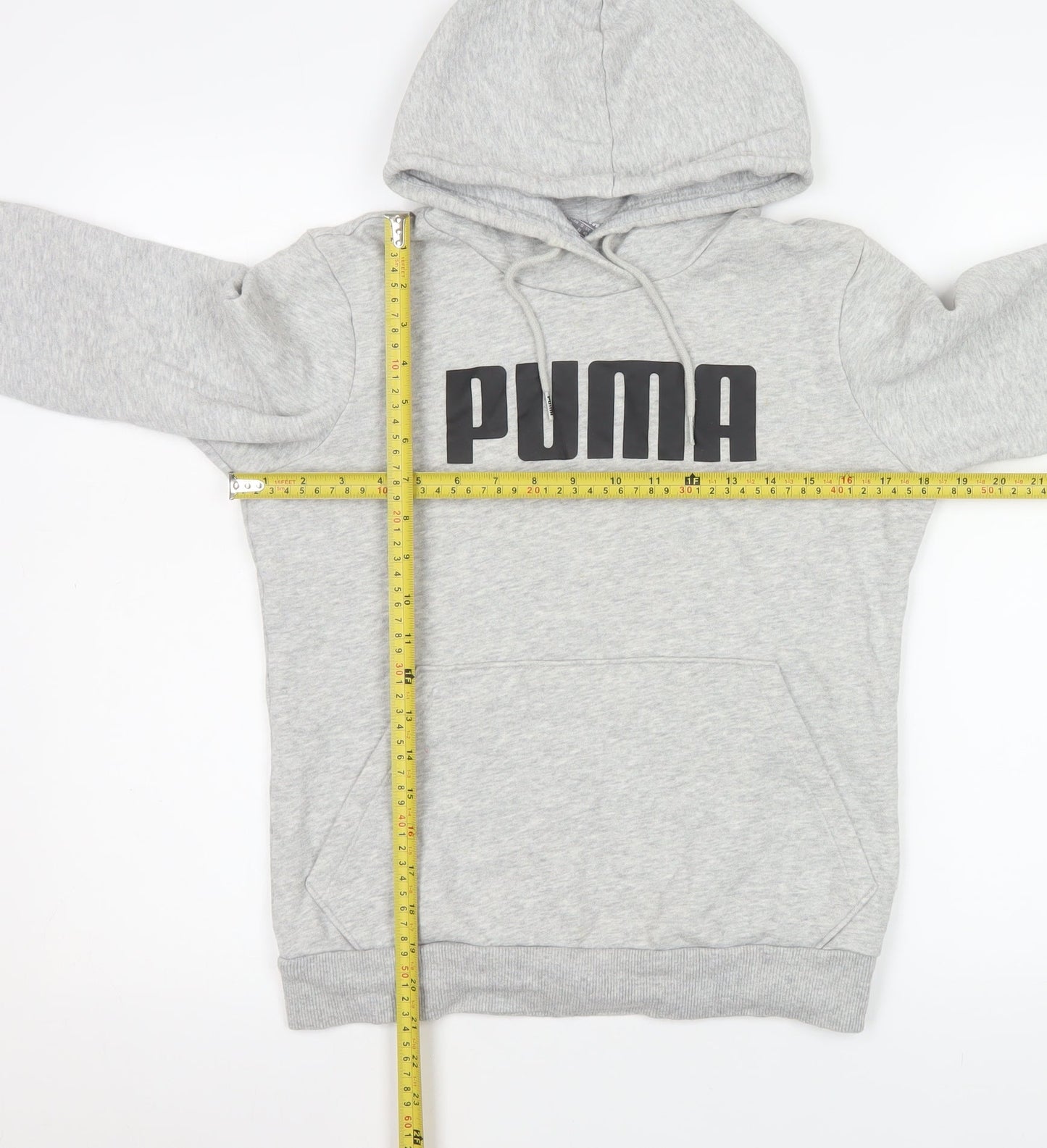 Puma Women's Grey Logo Pullover Hoodie Size 10 UK Cotton Blend