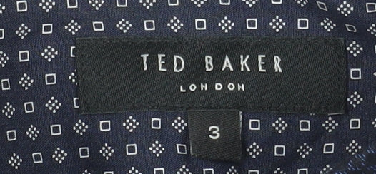 Ted Baker Men's Blue Geometric Slim Fit Cotton Long Sleeve Shirt M