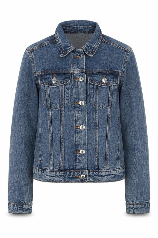 Front view of Denim Co. Women's Blue Cotton Basic Jacket, size 4