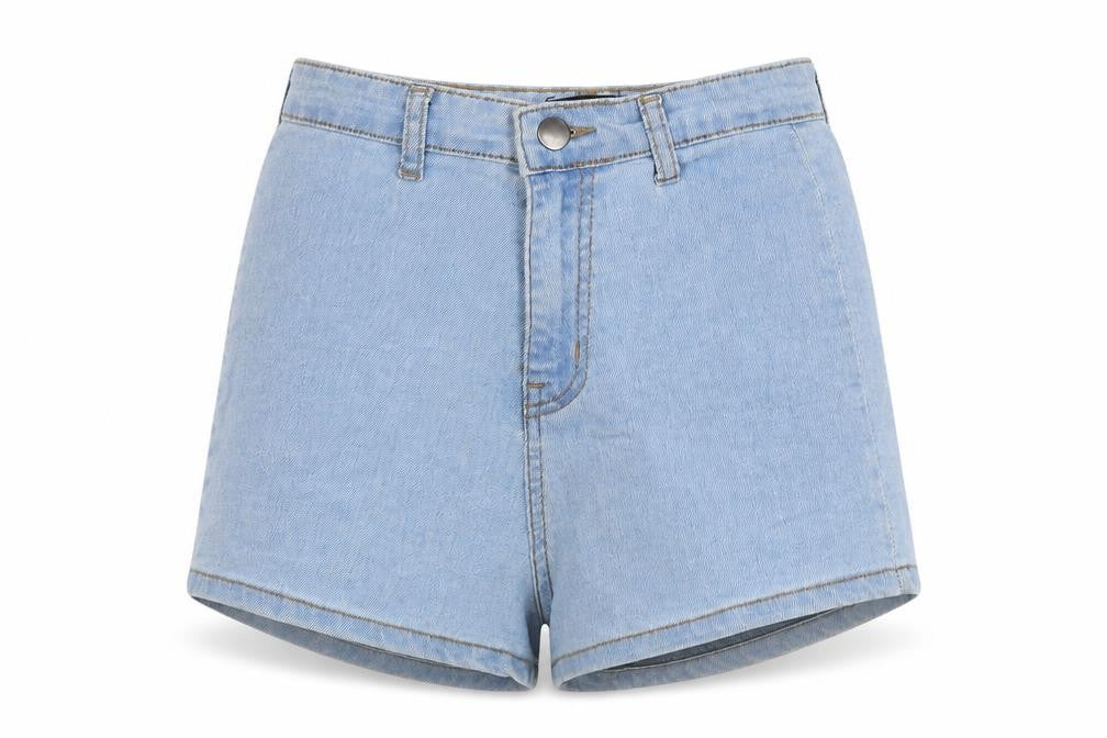 PRETTYLITTLETHING Women’s Blue Denim High Rise Hot Pants Shorts Size 6