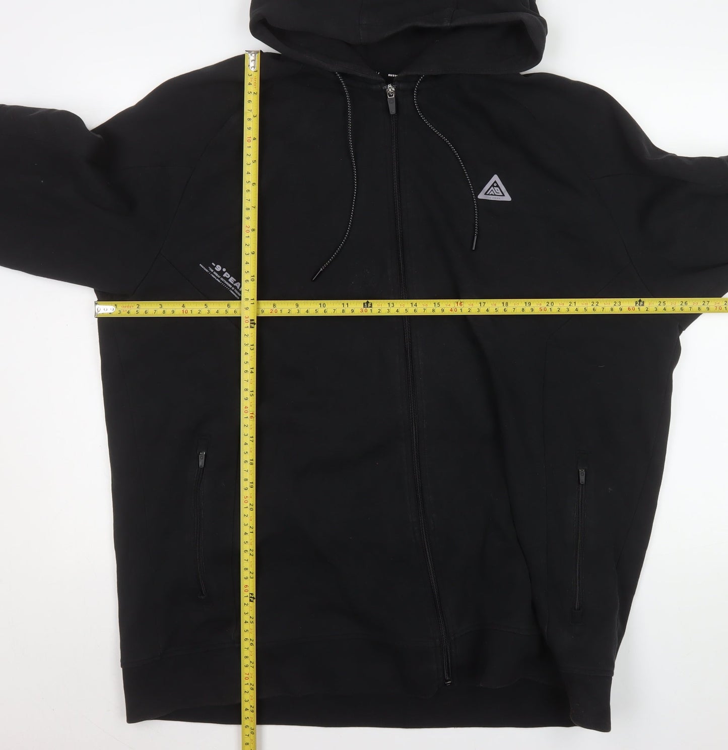 -9° PEAK Men Black 2XL Hooded Full Zip Casual Jacket