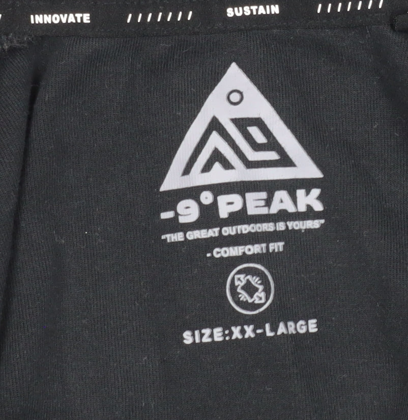 -9° PEAK Men Black 2XL Hooded Full Zip Casual Jacket