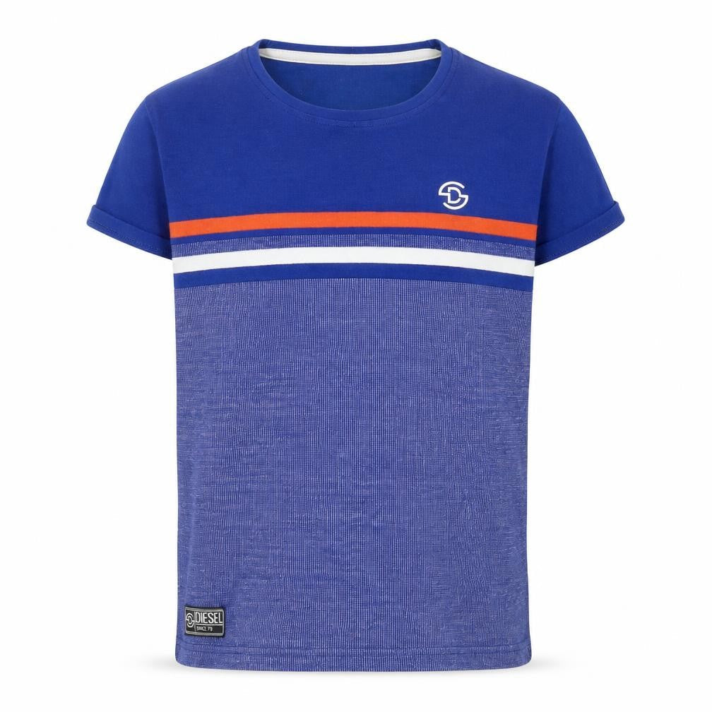 Diesel Boys Blue Striped Cotton T-Shirt Age 9-10 Short Sleeve Casual Top