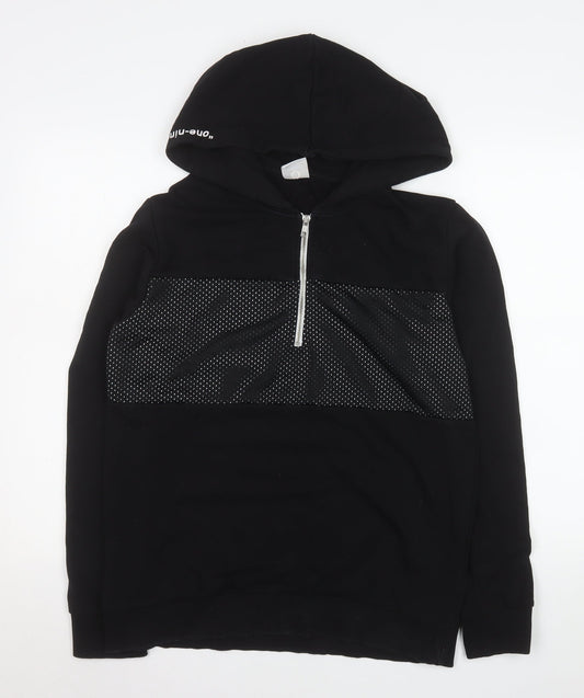 Jack & Jones Men's Black L Hooded 1/4 Zip Basic Jacket
